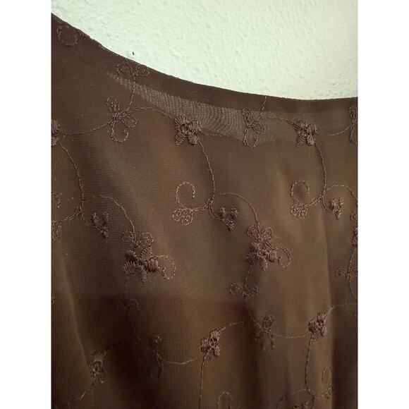 90s Express Brown Embroidered Babydoll Dress - Picture 6 of 10